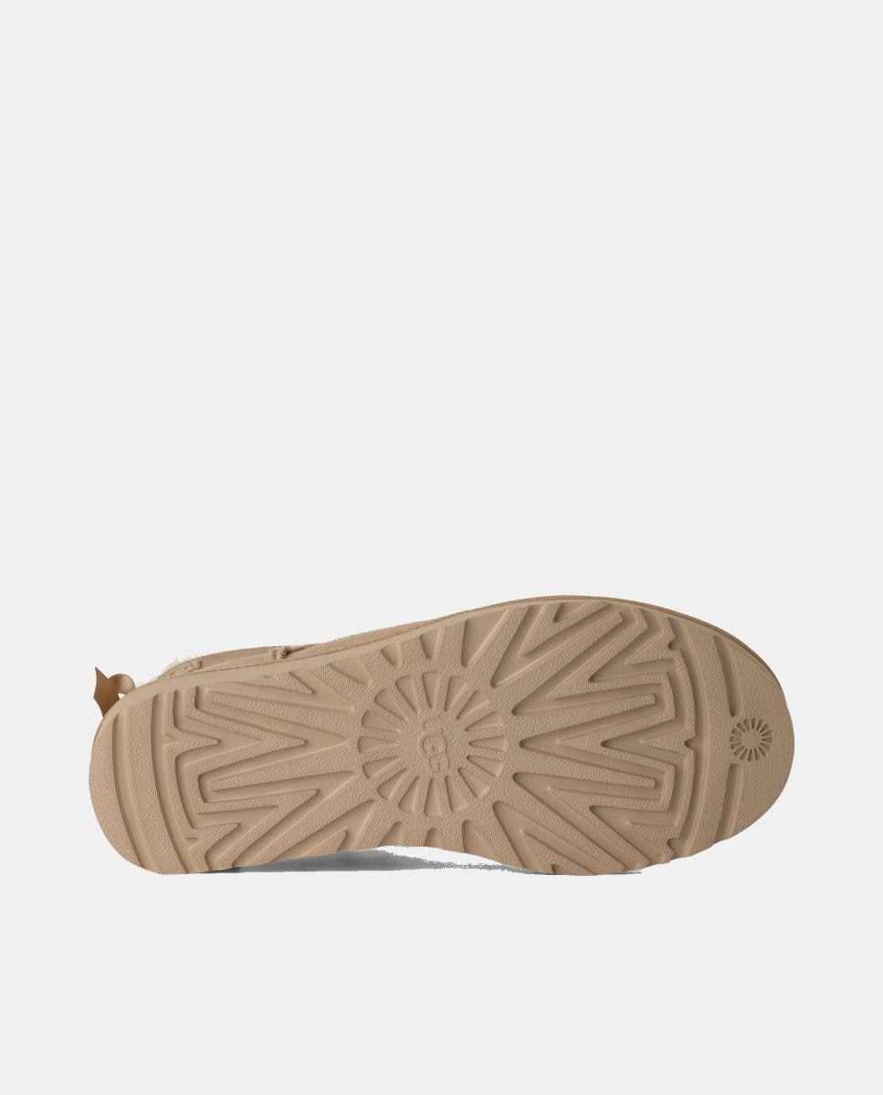Botins Rasos Clássicos Forrados em Pelo Ultra Mini Bailey Bow Bege-3