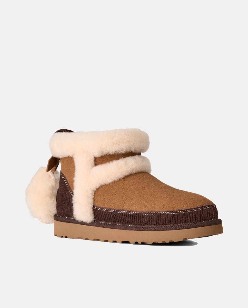 Botins Rasos Clássicos Forrados em Pelo Mini Heritage Couro-5