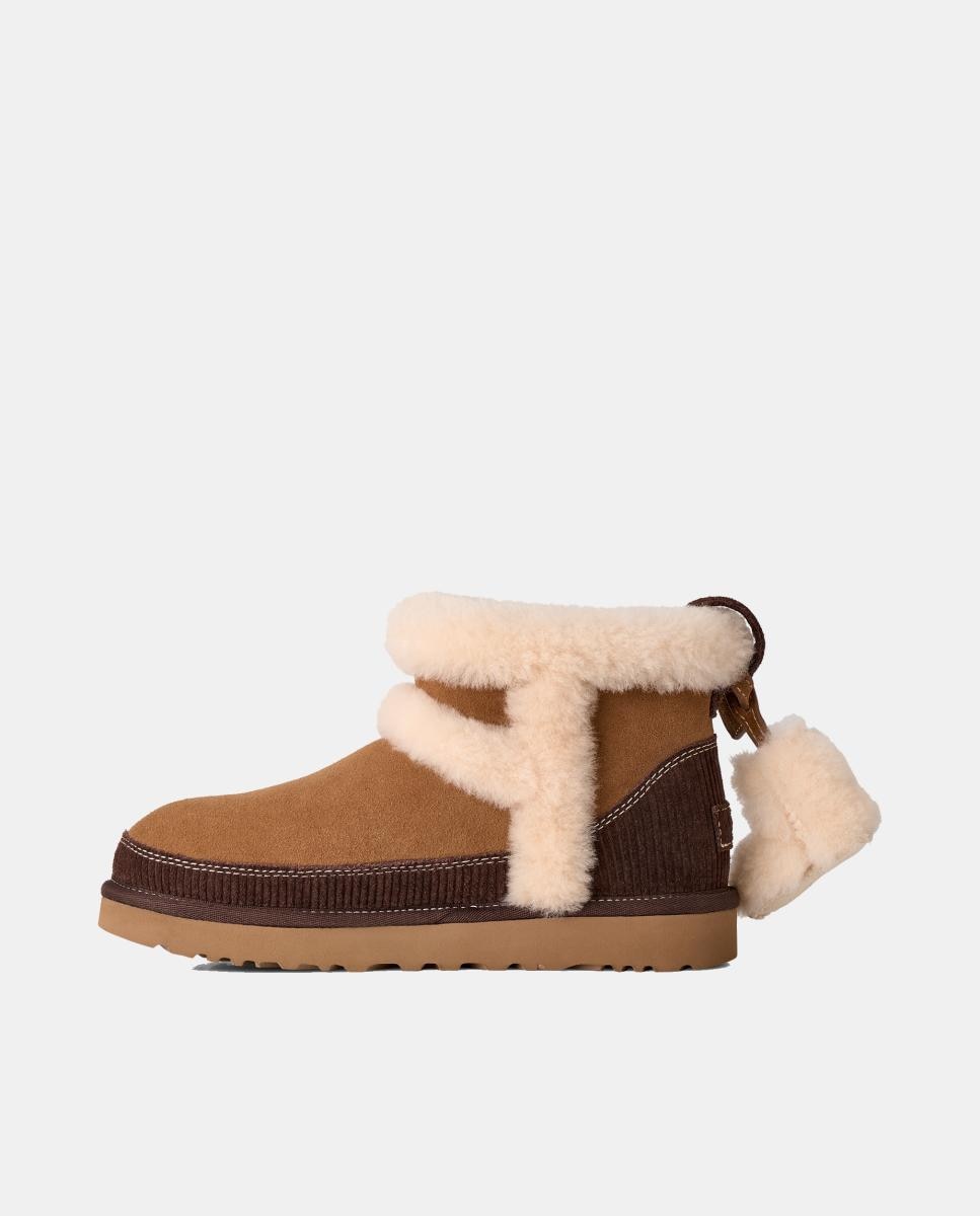 Botins Rasos Clássicos Forrados em Pelo Mini Heritage Couro-6