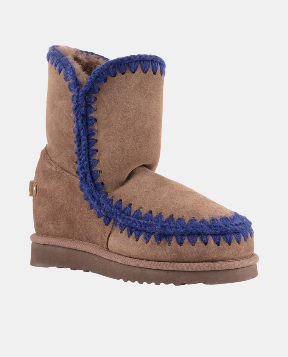 Botas pretas com pormenores de malha de crochet Castanho-escuro-2