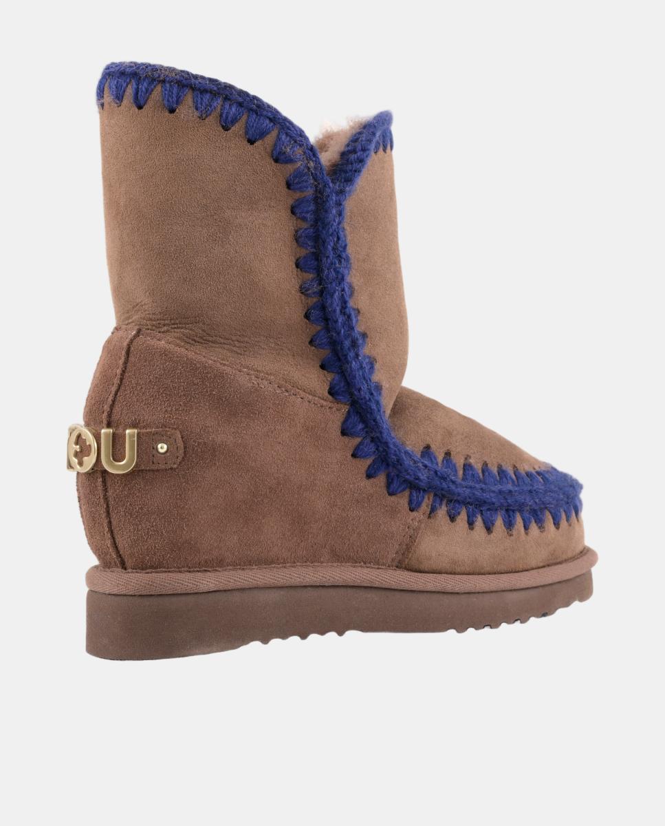 Botas pretas com pormenores de malha de crochet Castanho-escuro-3
