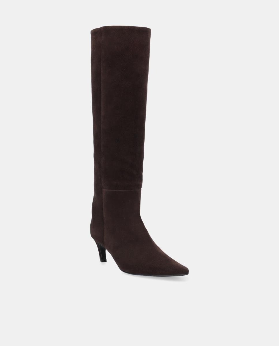Botas em Croute com Salto Forrado Castanho-chocolate-2