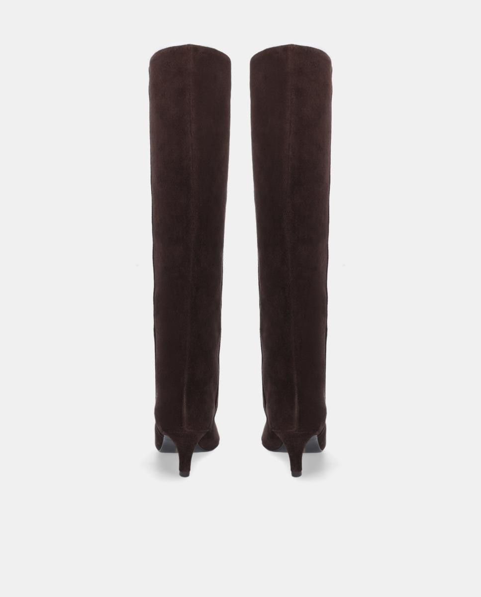 Botas em Croute com Salto Forrado Castanho-chocolate-4