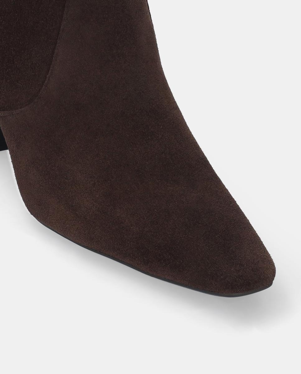 Botas em Croute com Adorno de Fivela e Salto de Bloco Castanho-chocolate-3