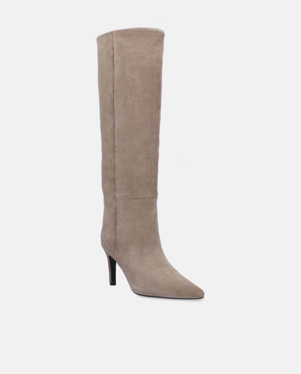Botas em Croute com Salto Forrado Castanho taupe-2