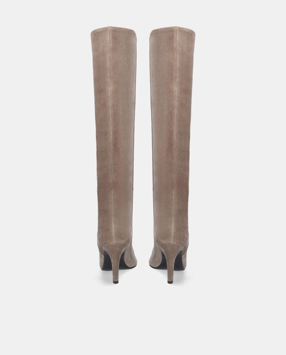 Botas em Croute com Salto Forrado Castanho taupe-4