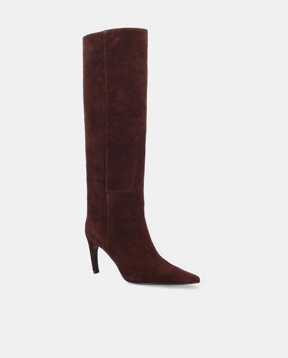 Botas em Croute com Salto Forrado Vermelho/Grená-2