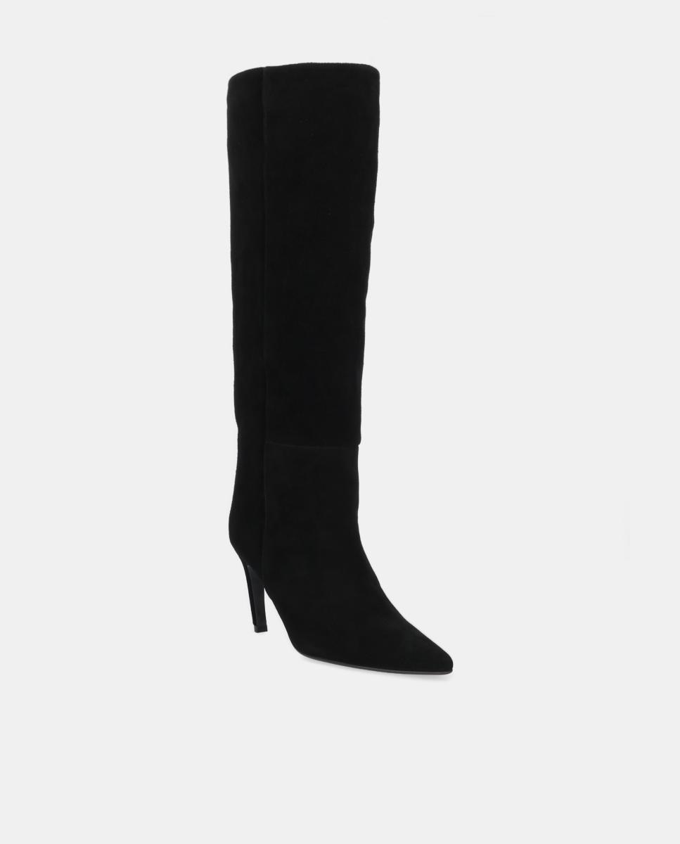 Botas em Croute com Salto Forrado Preto-2