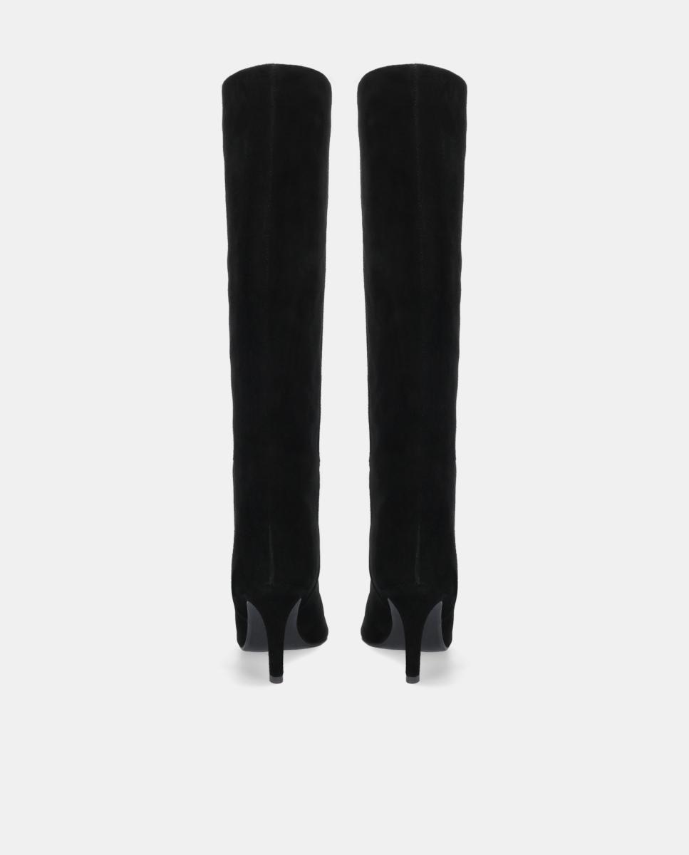 Botas em Croute com Salto Forrado Preto-4