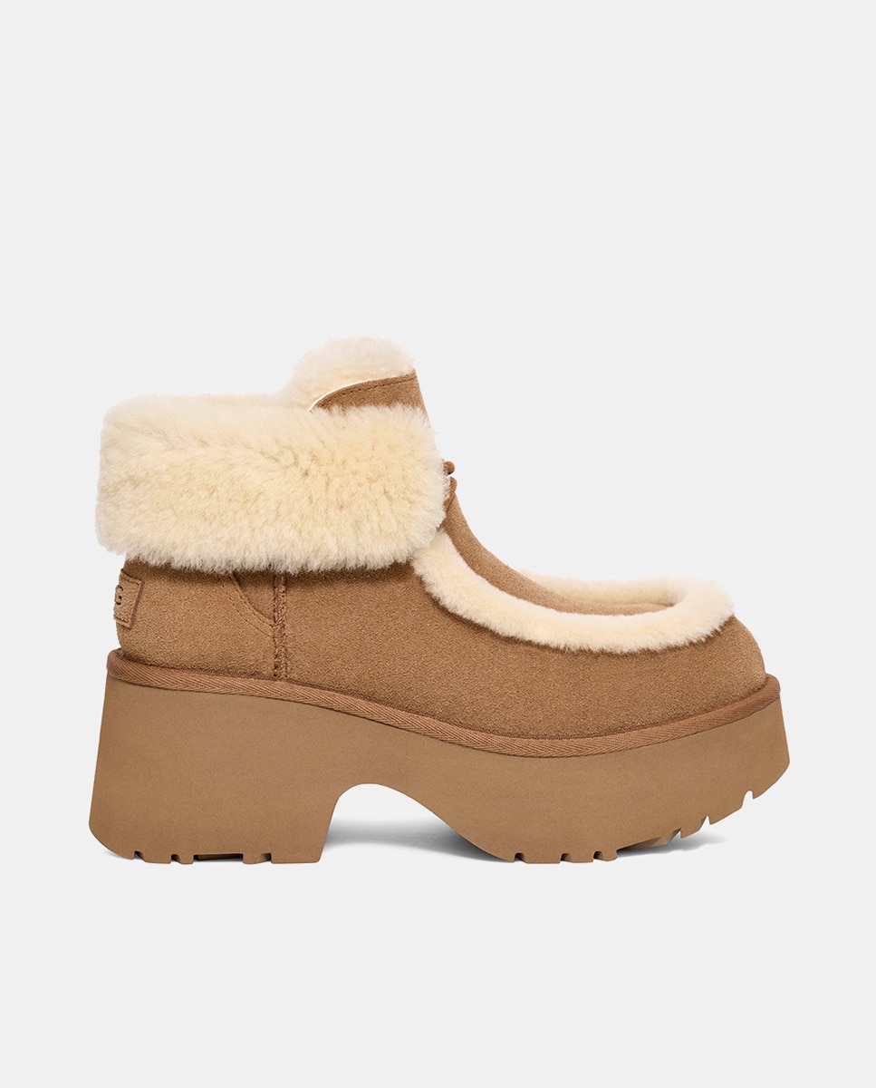 Imagem 0 de Botins de Salto Esmee Lace Up em Pele e Forrados com Pelo.