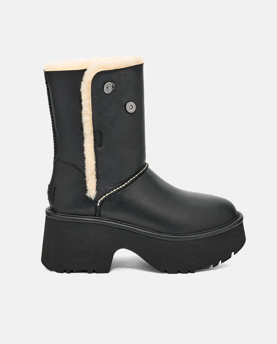 Botins de Salto Esmee em Pele e Forrados com Pelo Preto-1