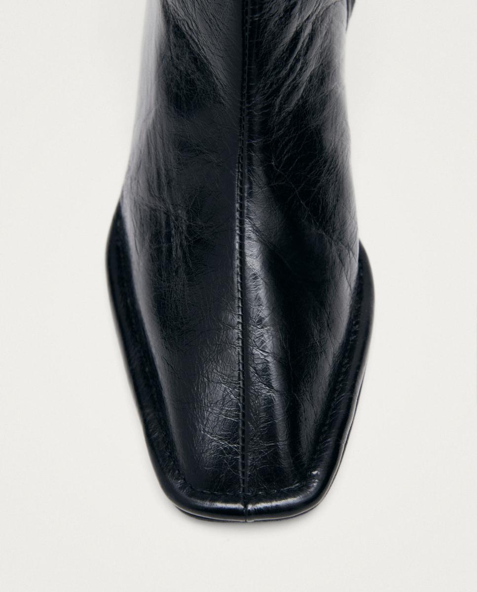Botines de mujer en piel efecto craquelado - Alohas - Negro Negro-2