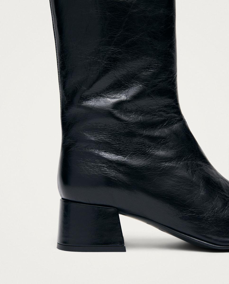 Botines de mujer en piel efecto craquelado - Alohas - Negro Negro-3