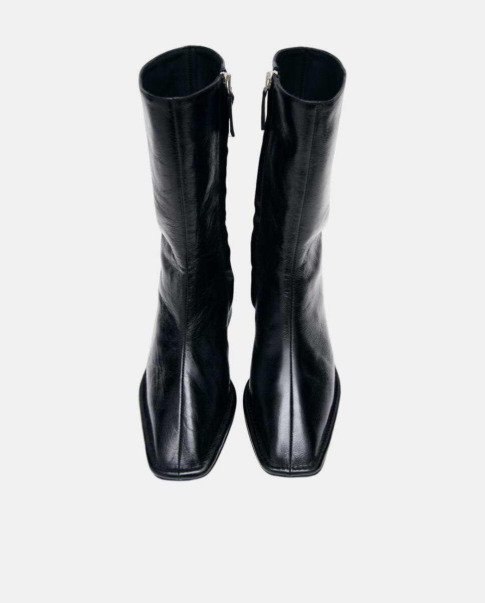Botines de mujer en piel efecto craquelado - Alohas - Negro Negro-4