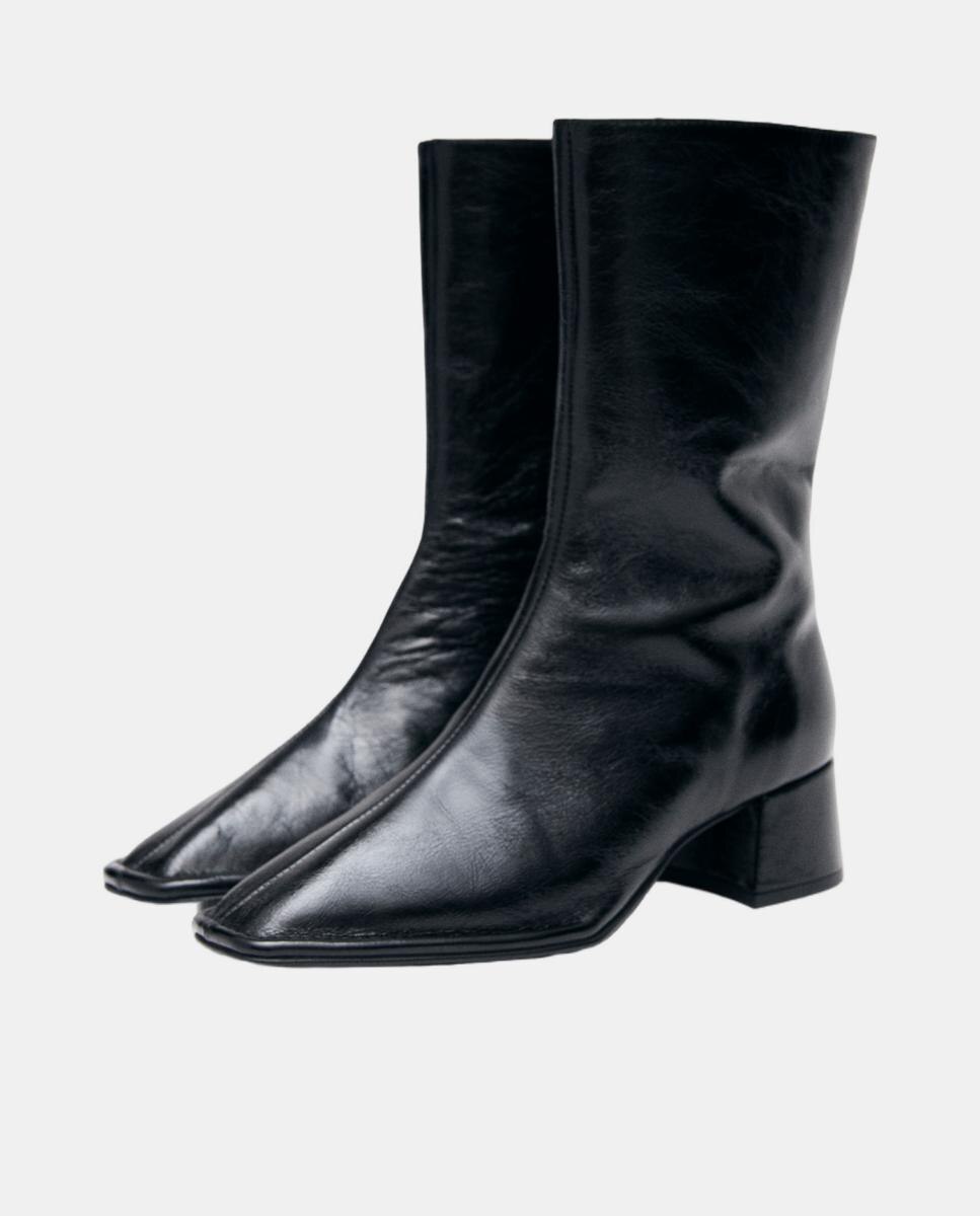 Botines de mujer en piel efecto craquelado - Alohas - Negro Negro-5