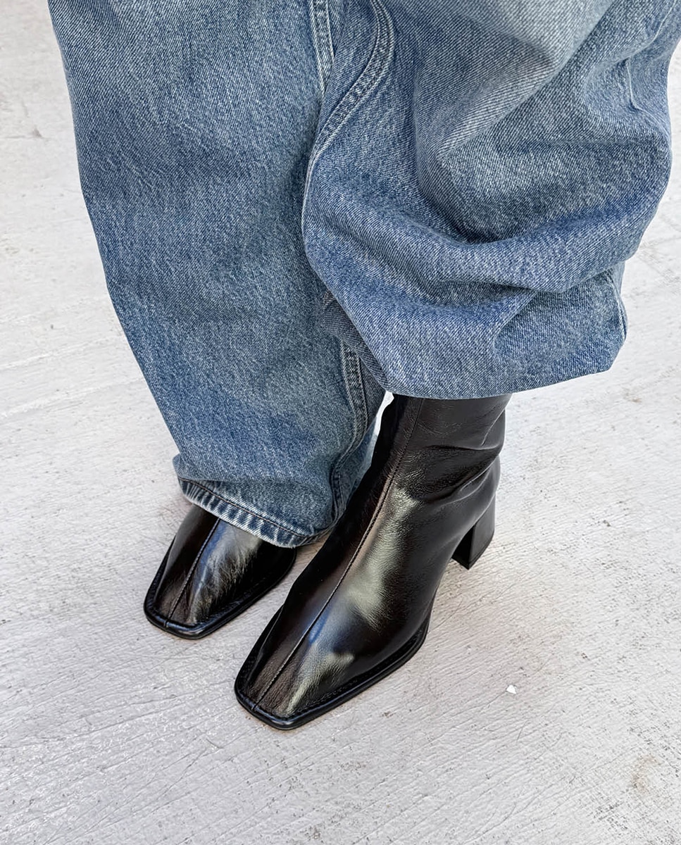 Botines de mujer en piel efecto craquelado - Alohas - Negro Negro-6