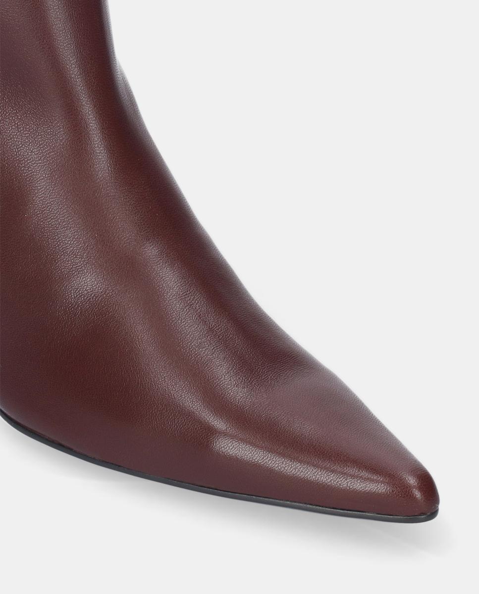 Botins em Pele com Salto Forrado Vermelho/Grená-3