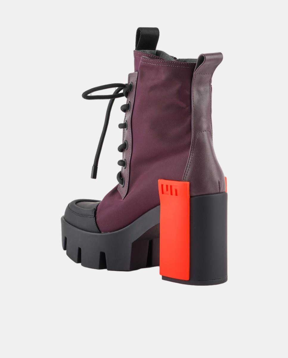 Botins com Atacadores, Plataforma e Salto de Bloco Vermelho-cereja-2