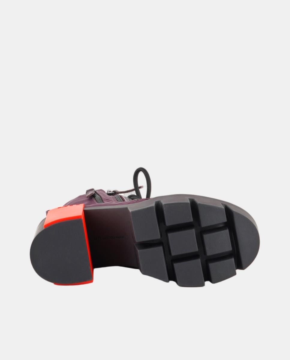 Botins com Atacadores, Plataforma e Salto de Bloco Vermelho-cereja-4