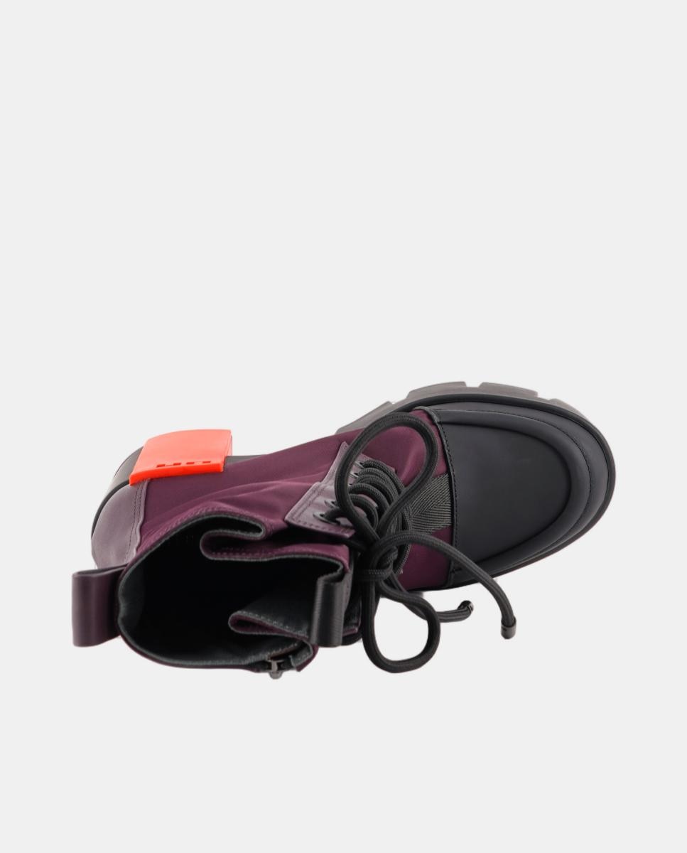 Botins com Atacadores, Plataforma e Salto de Bloco Vermelho-cereja-6