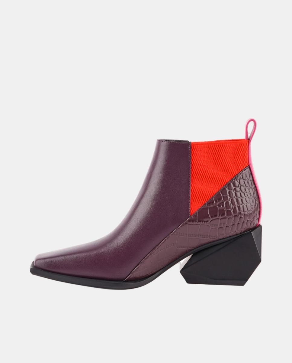 Botins Jacky com Elástico e Salto Tipo Cowboy Vermelho-cereja-4