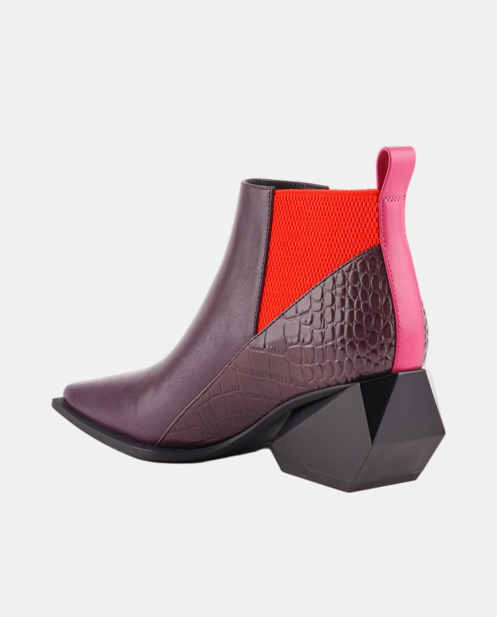 Botins Jacky com Elástico e Salto Tipo Cowboy Vermelho-cereja-6