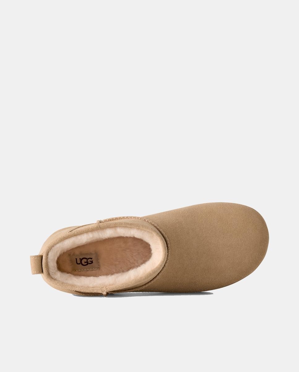 Botins de Salto Clássicos Forrados em Pelo Mini Enwrap Bege-4