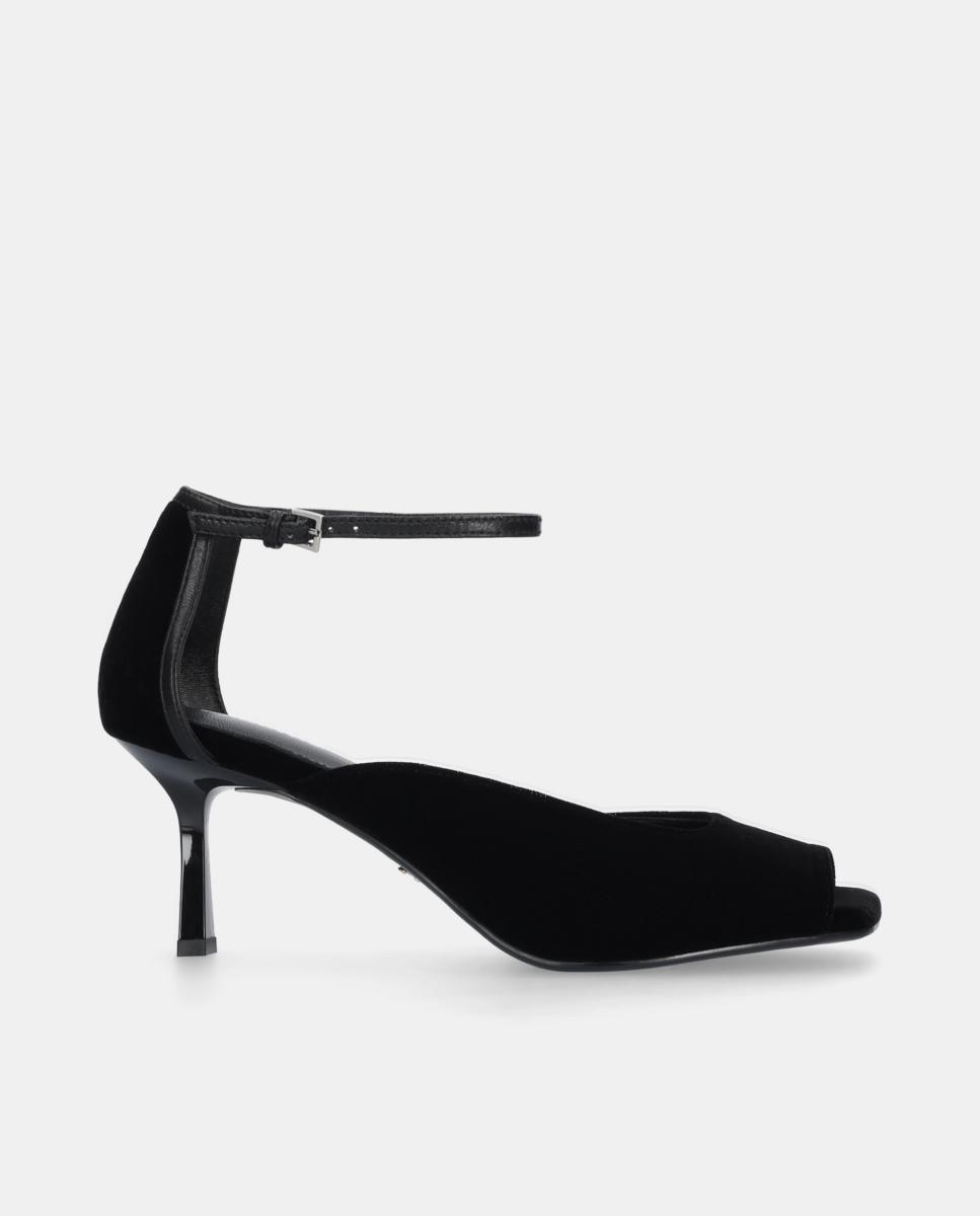 Imagem 0 de Sapatos de Salto em Veludo com Pulseira pelo Tornozelo