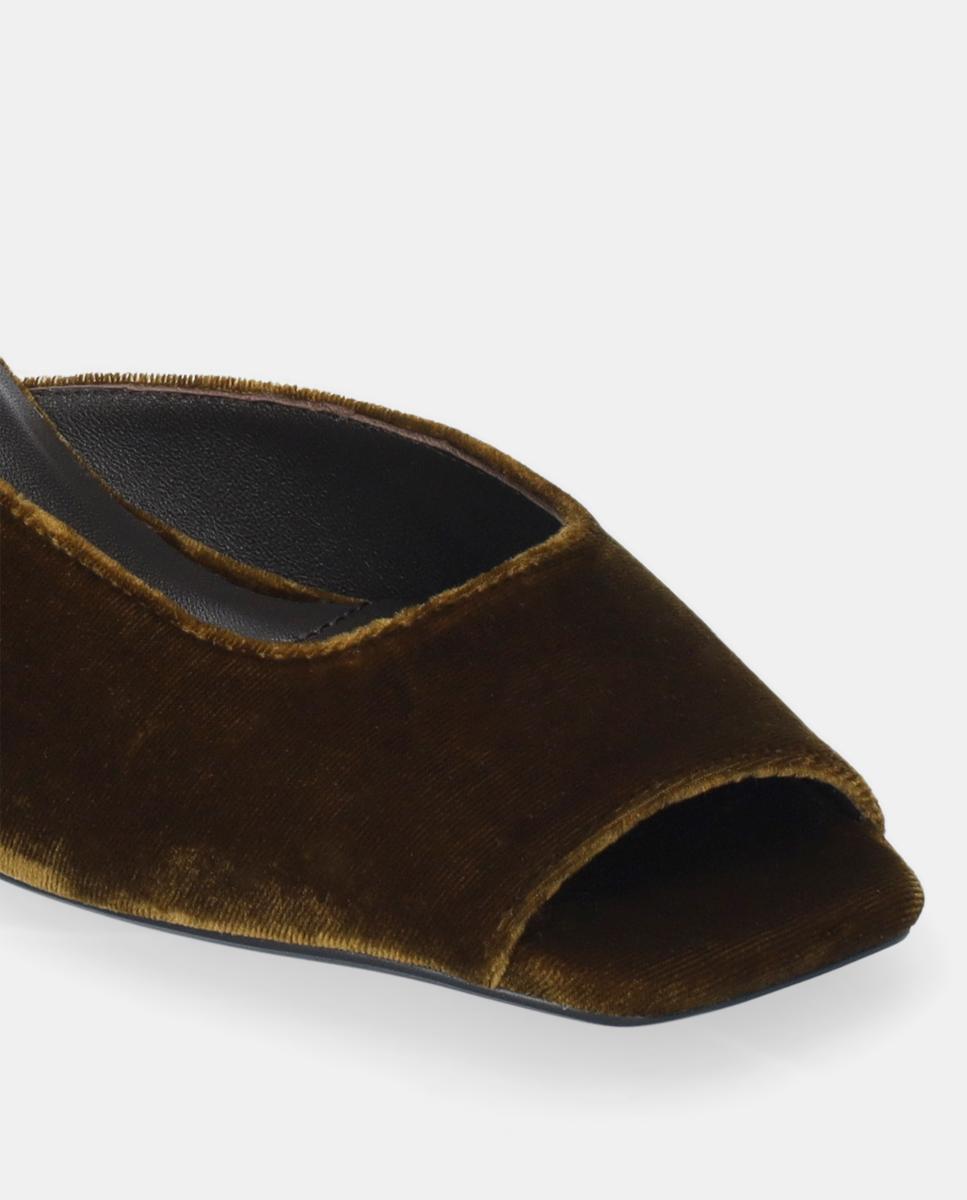 Sapatos de Salto em Veludo com Pulseira pelo Tornozelo Mostarda-3