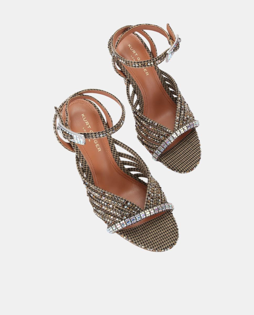 Imagen 2 de Sandalia de tacón de mujer en beige con pedrería y hebilla joya - Kurt Geiger - Beige Beige