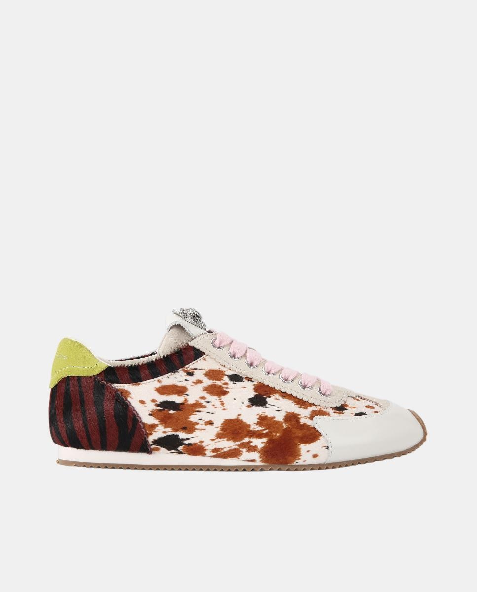 Sapatilhas Islington em Pele Estampada Castanho-claro-1