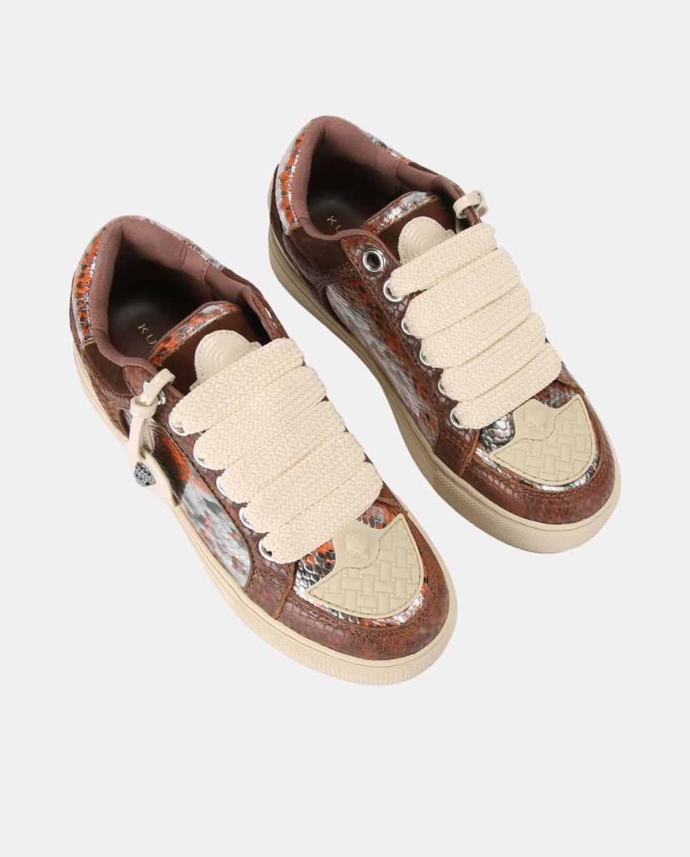 Imagen 2 de Zapatilla deportiva de mujer con combinación de texturas y detalles metálicos - Kurt Geiger - Marrón chocolate Marrón chocolate