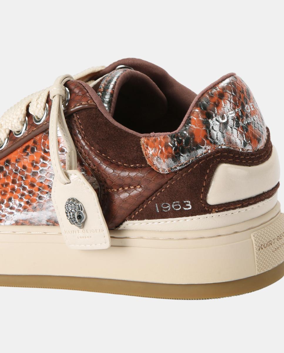 Imagen 3 de Zapatilla deportiva de mujer con combinación de texturas y detalles metálicos - Kurt Geiger - Marrón chocolate Marrón chocolate