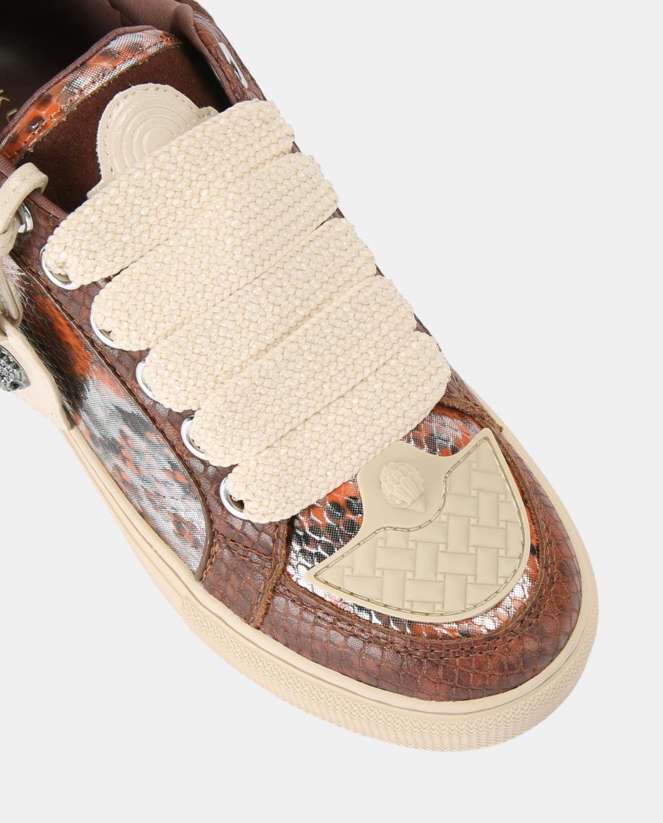 Imagen 4 de Zapatilla deportiva de mujer con combinación de texturas y detalles metálicos - Kurt Geiger - Marrón chocolate Marrón chocolate