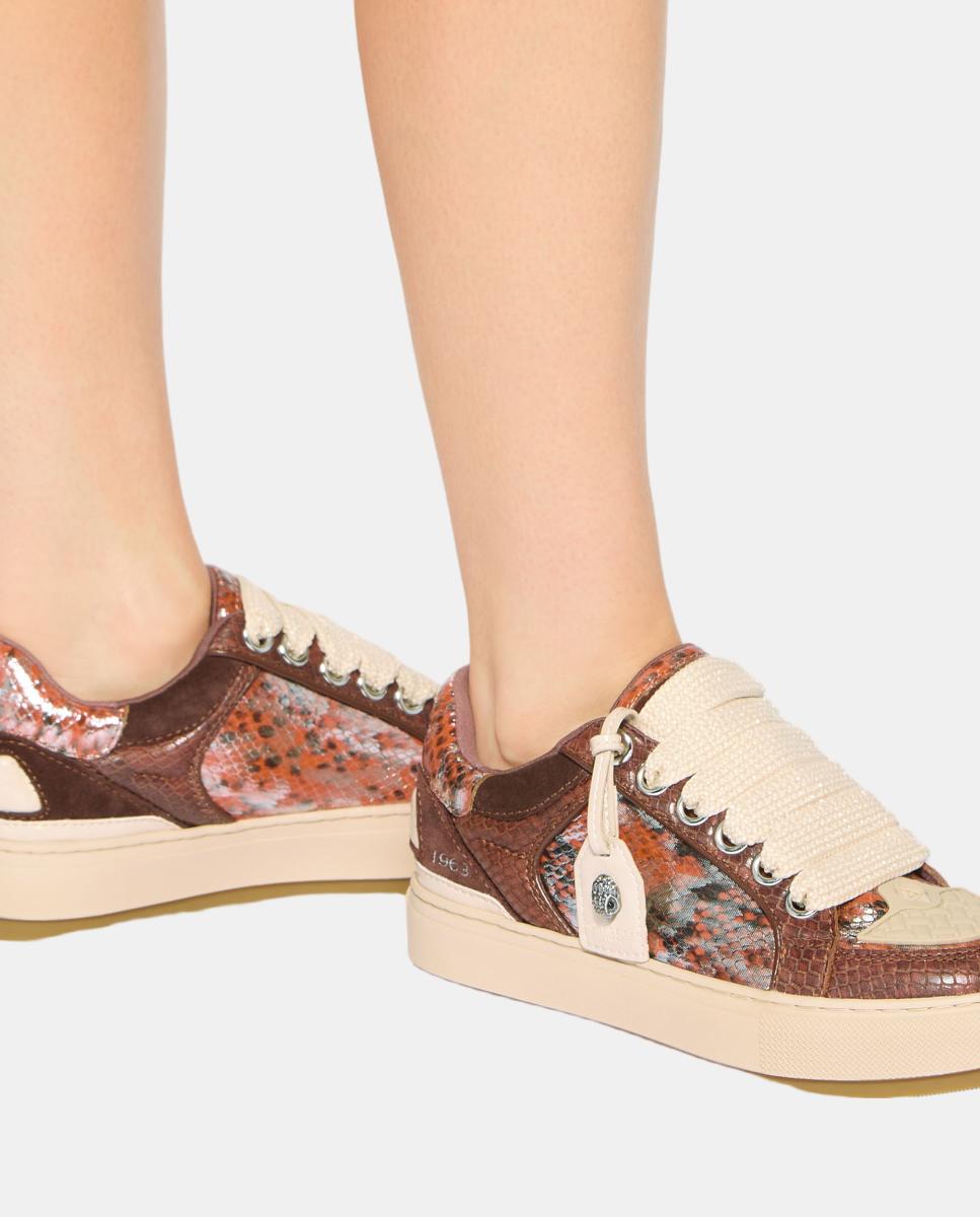 Imagen 5 de Zapatilla deportiva de mujer con combinación de texturas y detalles metálicos - Kurt Geiger - Marrón chocolate Marrón chocolate