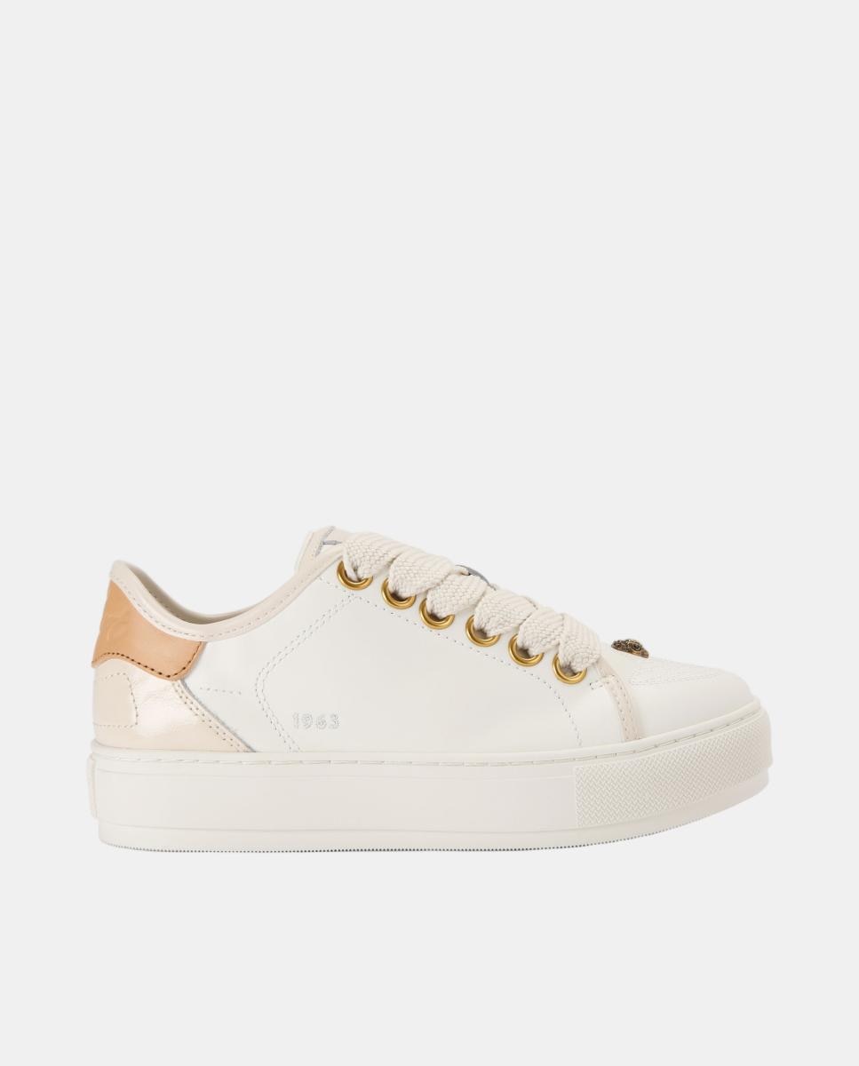 Imagen 1 de Zapatilla de mujer blanca de piel con ojales metálicos dorados - Kurt Geiger - Blanco Total Blanco Total