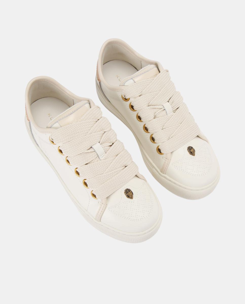 Imagen 2 de Zapatilla de mujer blanca de piel con ojales metálicos dorados - Kurt Geiger - Blanco Total Blanco Total