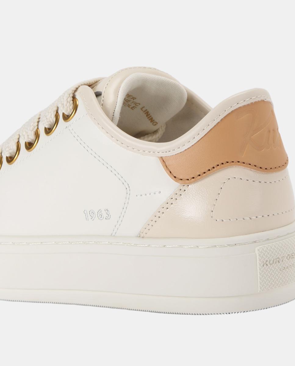 Imagen 3 de Zapatilla de mujer blanca de piel con ojales metálicos dorados - Kurt Geiger - Blanco Total Blanco Total