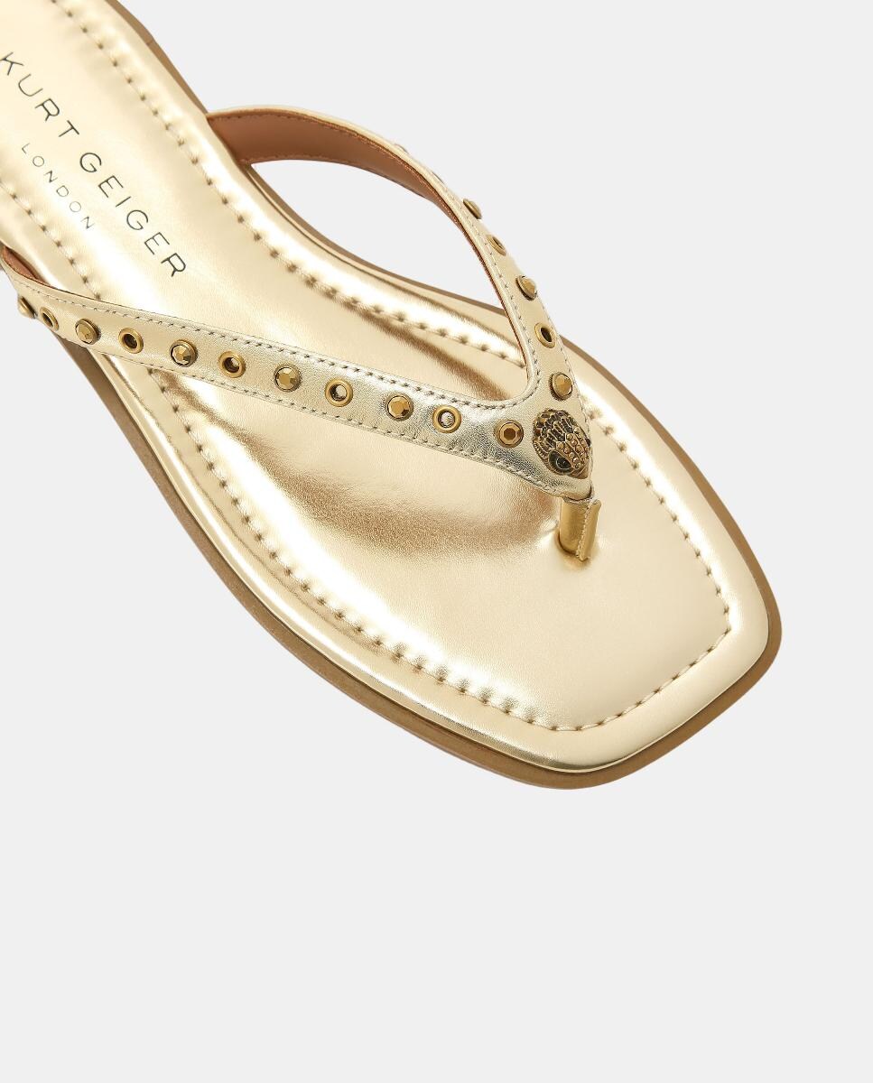 Chinelos Crystal Mix em Pele com Cristais Ouro-4