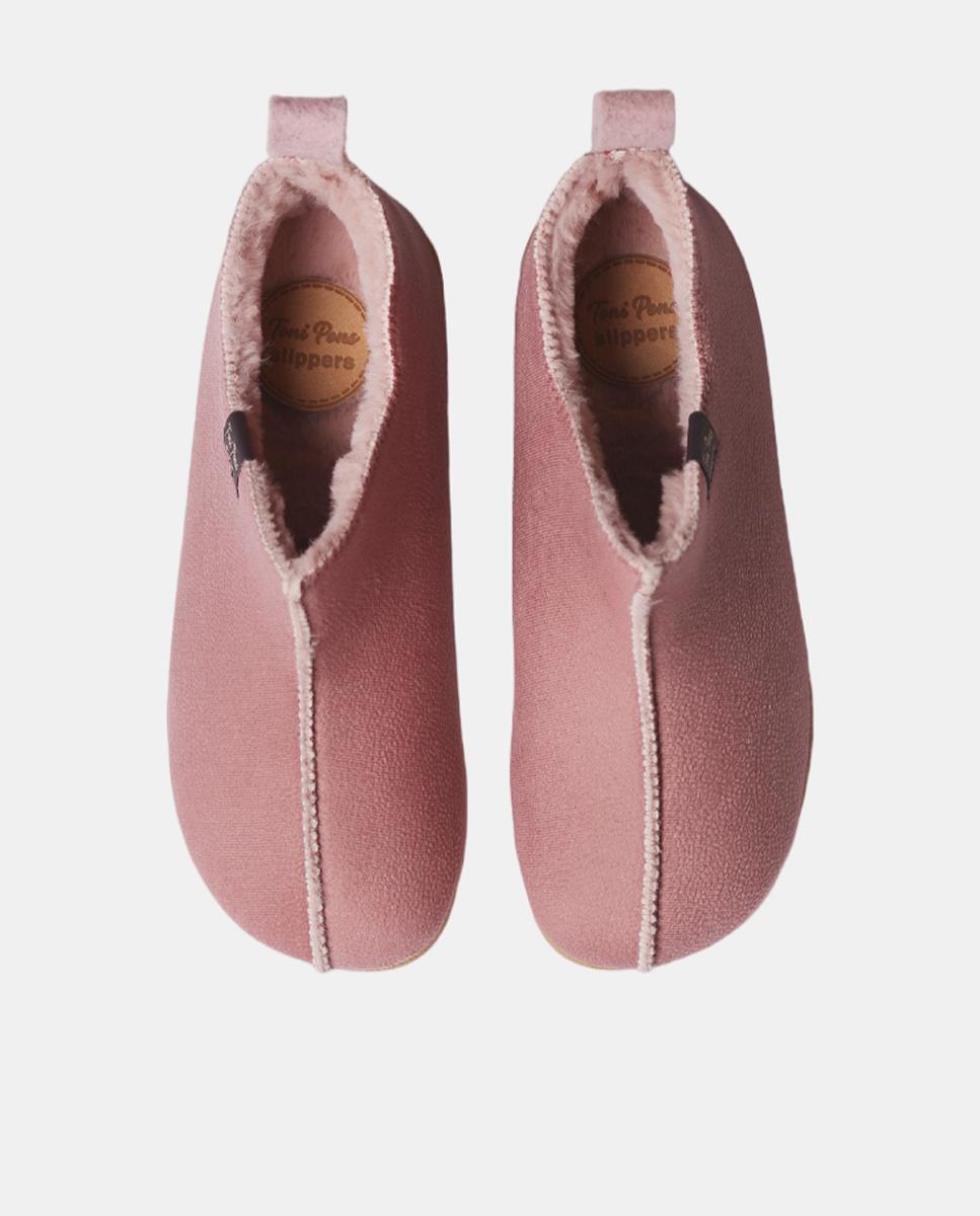 Pantufas Abotinadas em Pele Rosa-pálido-2