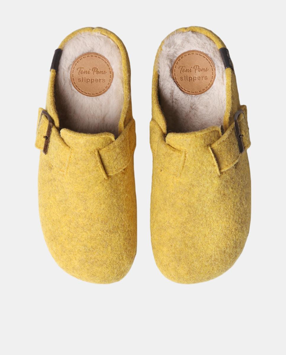 Slippers Tipo Mules com Fivela Amarelo-limão-3