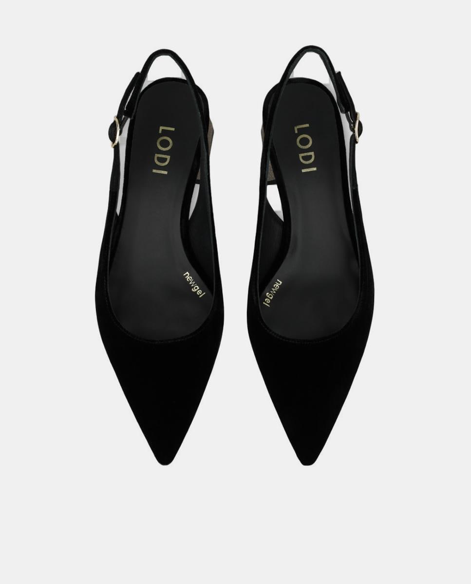 Sapatos Tipo Mules de Veludo com Salto Metalizado Preto-4