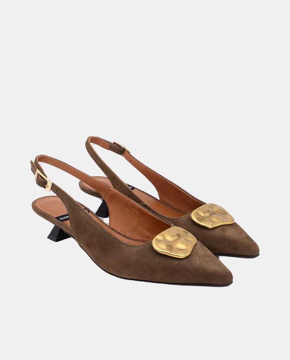 Sapatos Tipo Mules com Salto Castanho taupe-2