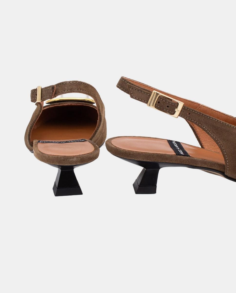 Sapatos Tipo Mules com Salto Castanho taupe-5