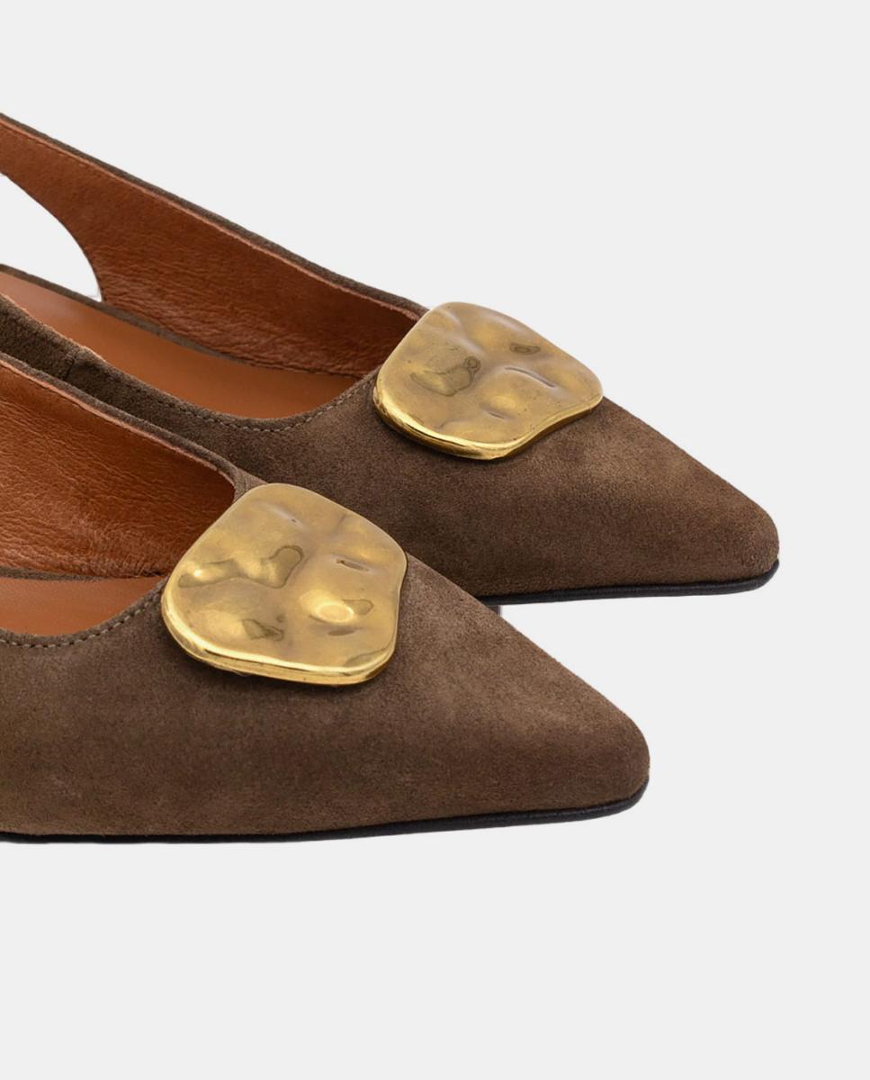 Sapatos Tipo Mules com Salto Castanho taupe-6
