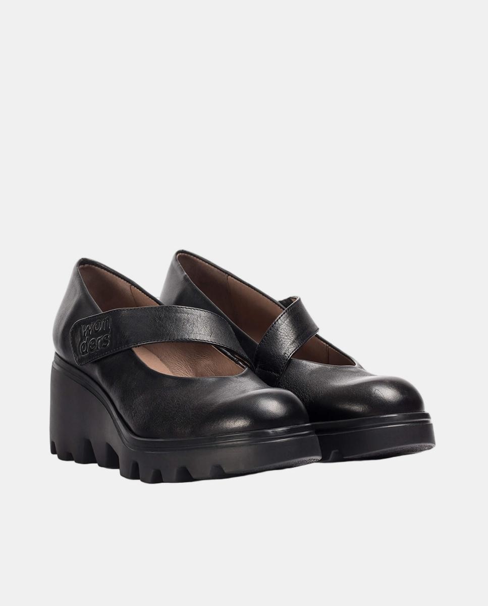 Sapatos com Tira Assimétrica - Preto Preto-2