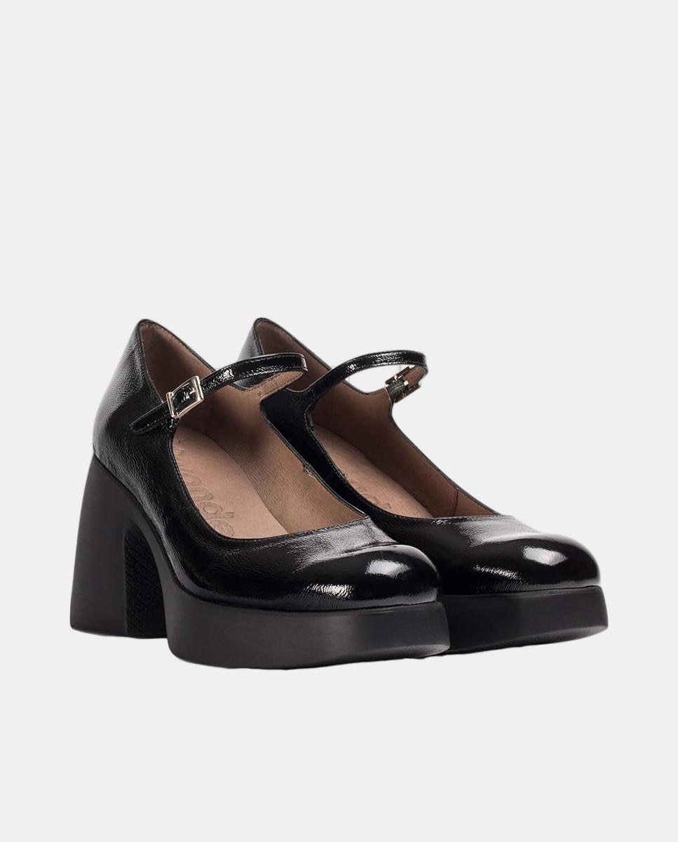 Sapatos de Presilha com Plataforma - Preto Preto-2