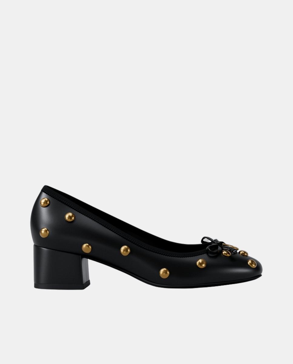 Michael Michael Kors - Bailarinas tacón Piper de mujer de piel con tachuelas y detalle de lazo.