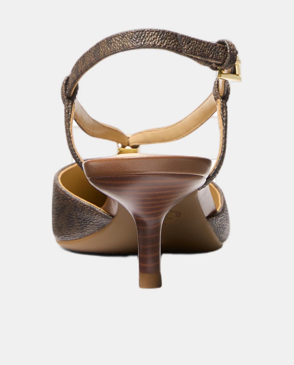 Sapatos de Salto Sling Back Cherie com Tiras com Missanga MK Castanho-escuro-3