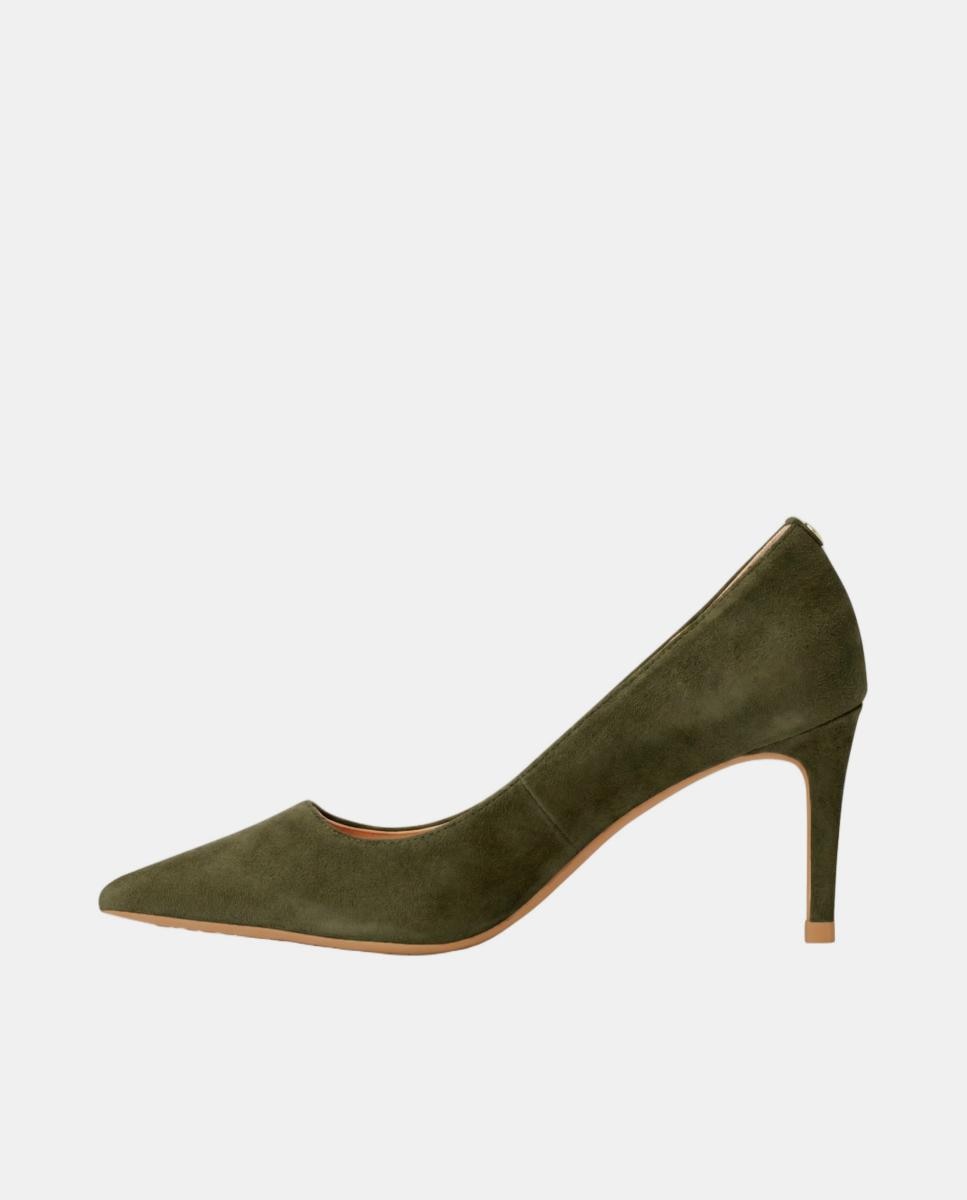 Sapatos de Salto Alina de Camurça com Salto de Agulha Verde Azeitona-3